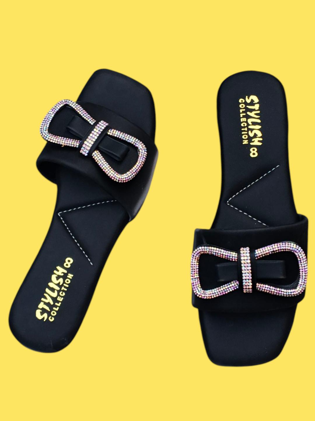 **Product Name:** ✨ Elegant Bow Crystal Sliders ✨